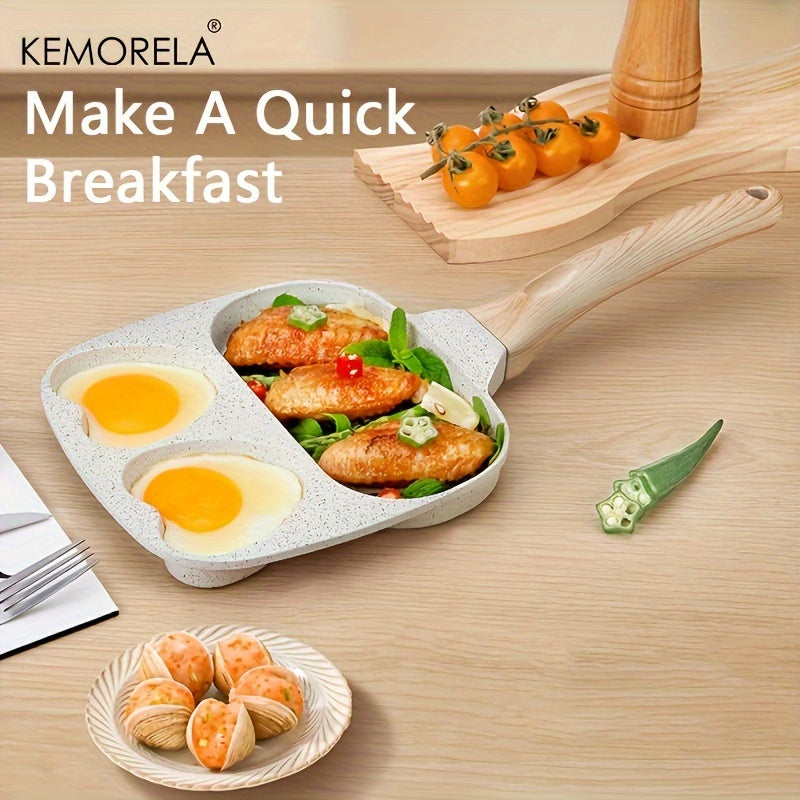 The KEMORELA 3-in-1 Non-Stick Medical Stone Skillet Set is ideal for cooking eggs, burgers, bacon, and omelets. It comes with BBQ tongs and a basting brush for convenient grilling. This set features a dishwasher-safe, multi-layer design and an aluminum