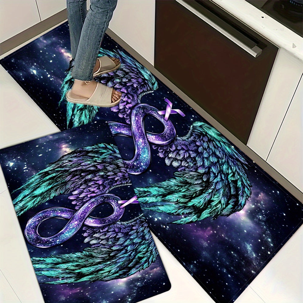 Non-Slip Kitchen Mat with Vibrant Dragon Design - Ideal for Gaming Rooms, Living Rooms, Bedrooms, Bathroom Sinks, Laundry Spaces, and Kitchen Floors. Made of Machine Washable Polyester.