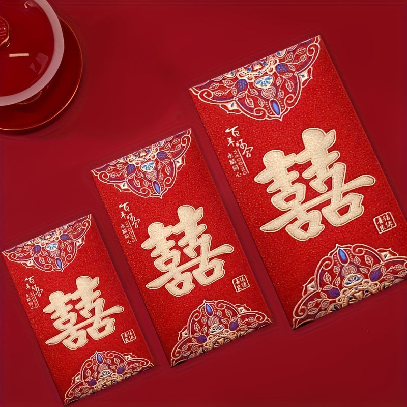 6 high-quality frosted Chinese red envelopes in a pack, perfect for weddings, lucky money bags, creative red bags, wedding banquets, anniversary banquets, engagements, and Valentine's Day.