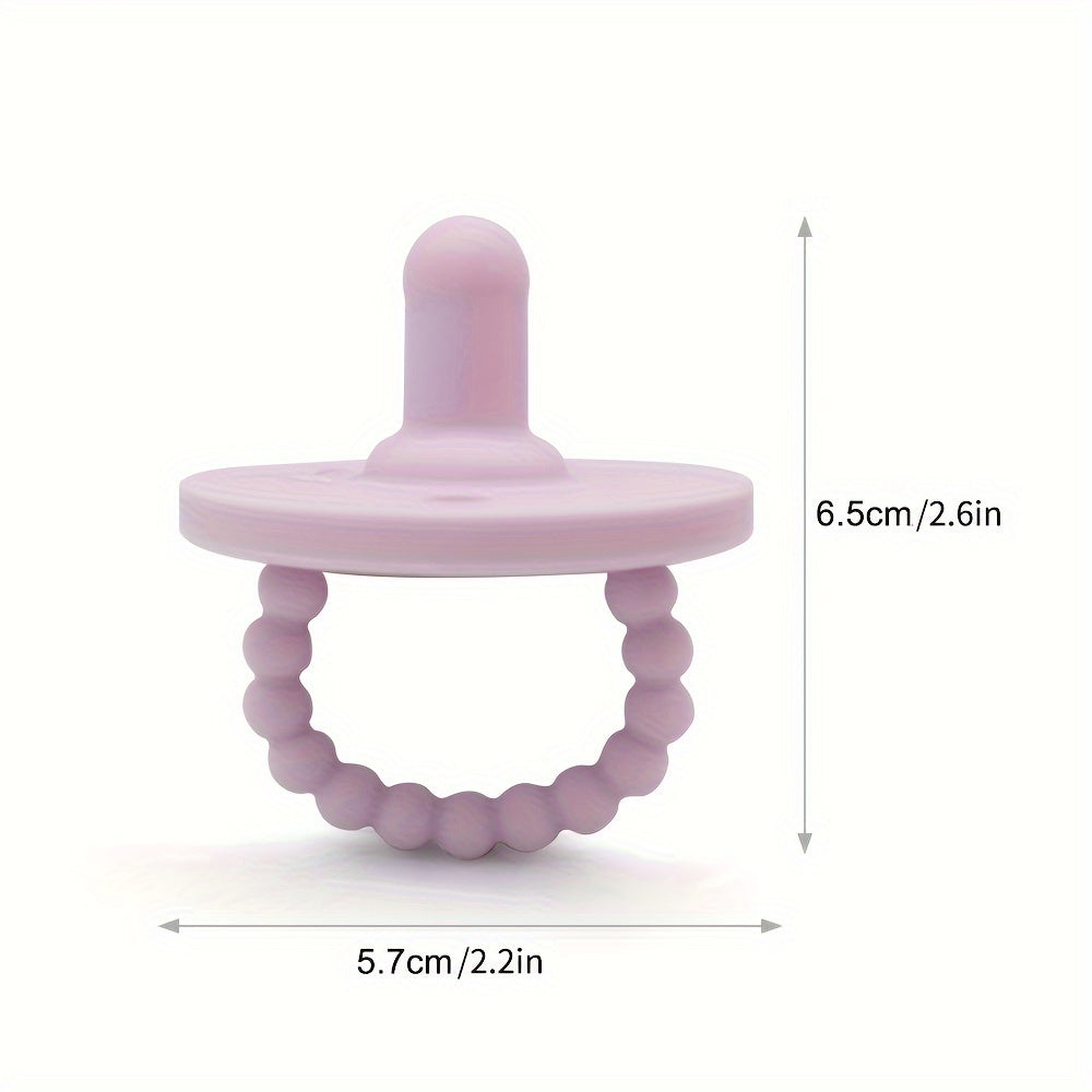 Soft silicone pacifier for newborns with cute round shape, designed to soothe and teethe. Suitable for both boys and girls.