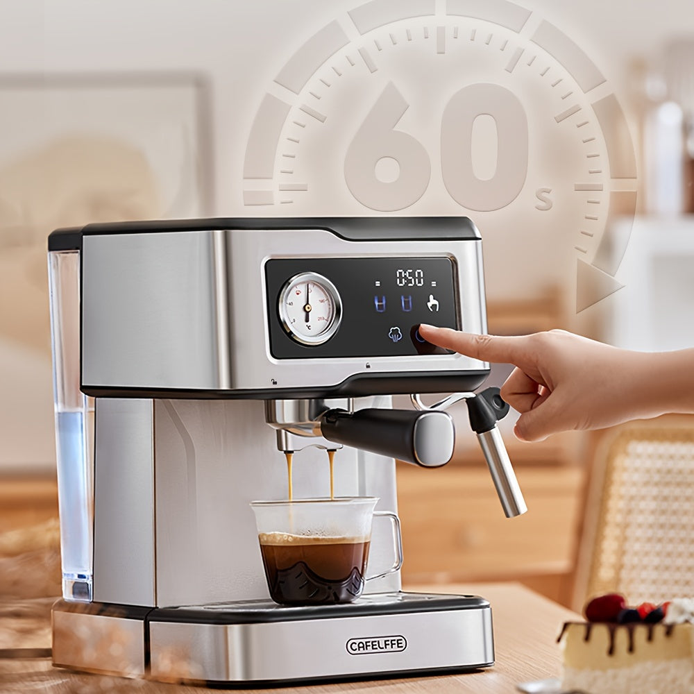 CAFELFFE Semi-Automatic Espresso Machine with 20 Bar Pump Pressure, 1.5L Removable Water Tank, Temperature Control, Steam Wand for Espresso, Latte, Cappuccino. Rust-resistant, 220-240V, EU