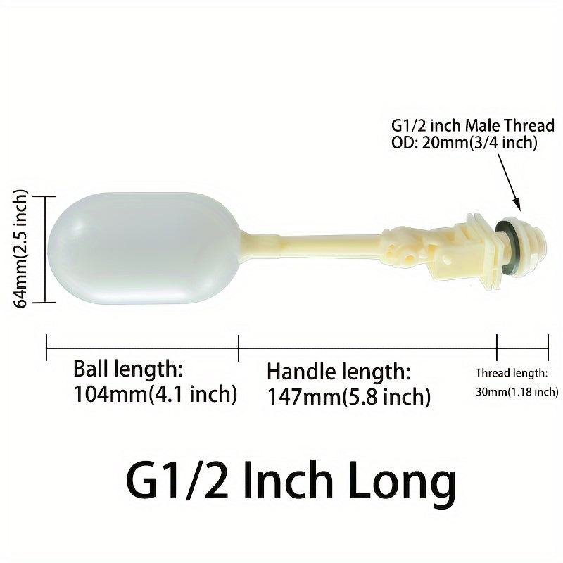 Plastic float valve for automatic waterer bowl, ponds, livestock troughs, and aquariums.