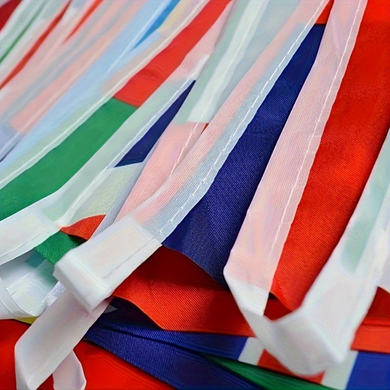 International world flag banner for room decor featuring flags from 25/50/100 countries. Made of non-woven polyester, perfect for various events such as weddings, graduations, beach