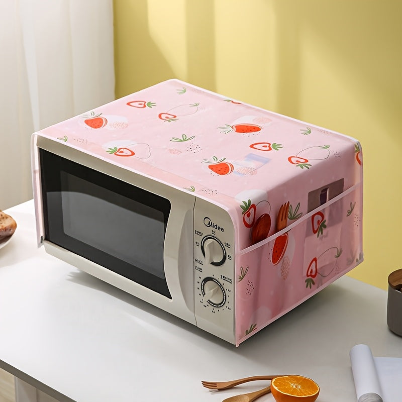 Waterproof and Oil-Resistant PVC Microwave Oven Dust Cover, Designed for Easy Storage and Kitchen Organization.