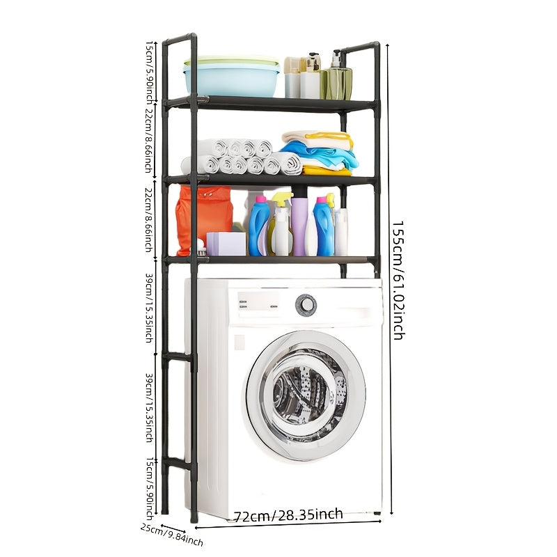 PMMJ Stainless Steel Storage Rack - Waterproof, Easy to Clean, 3-Tier Shelf for Bathroom, Laundry Room & Balcony - Ideal for Books, Tools, Bathroom Organizers