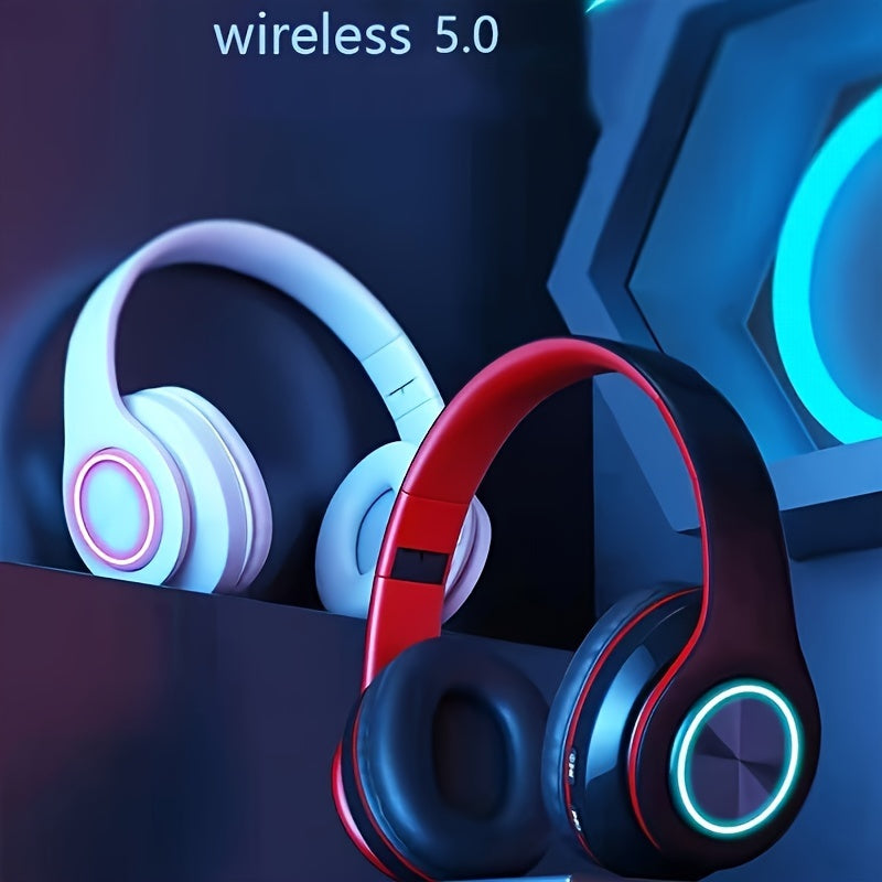 B39 Wireless Luminous Earphone Headwear with 3.5mm Jack, Condenser Mic, Push Button Volume Control, USB Type-C Charging, 150mAh Rechargeable Battery, Anime Theme, for Exercise - No Charger