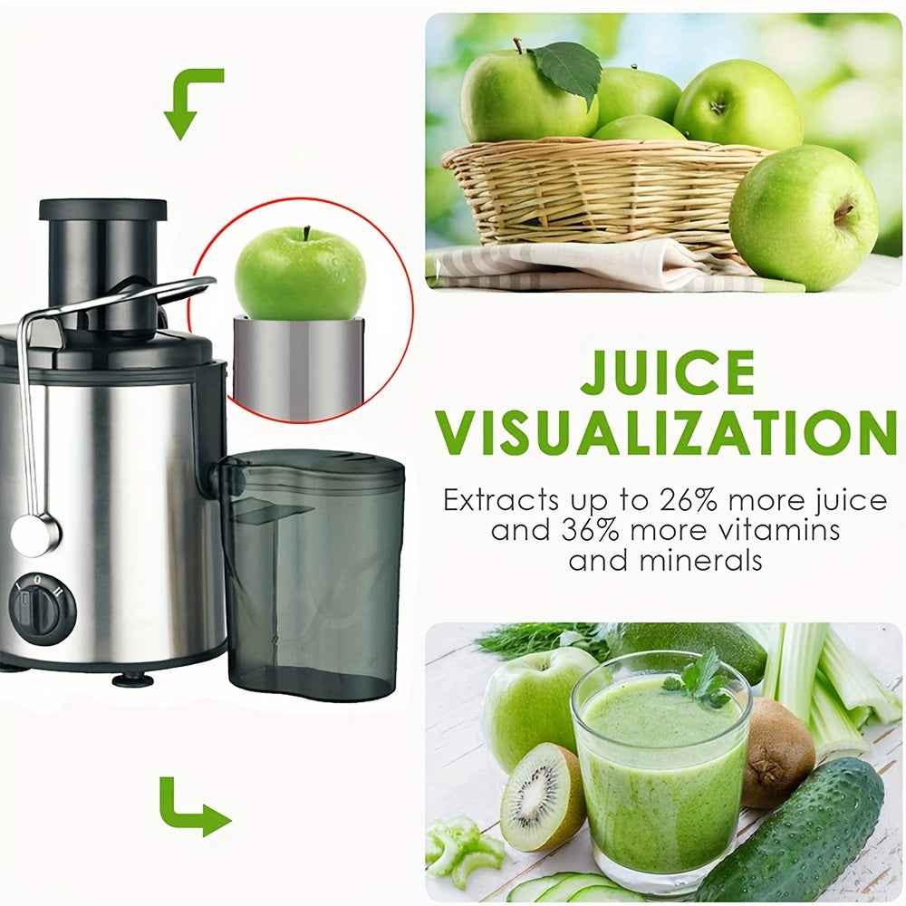 1pc Electric Juicer with 18000 RPM High-Speed Centrifugal Juice Extractor, C-Type Plug, Non-Heated Plastic Body, Food-Grade PP Cup, 0.5L-1L Capacity, Knob Control.