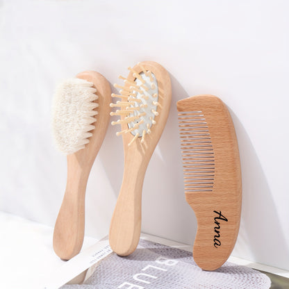 [Personalized Customization] Set of 3: Shampoo Brush, Wooden Comb, and Air Cushion Head Washing and Cleaning Tools