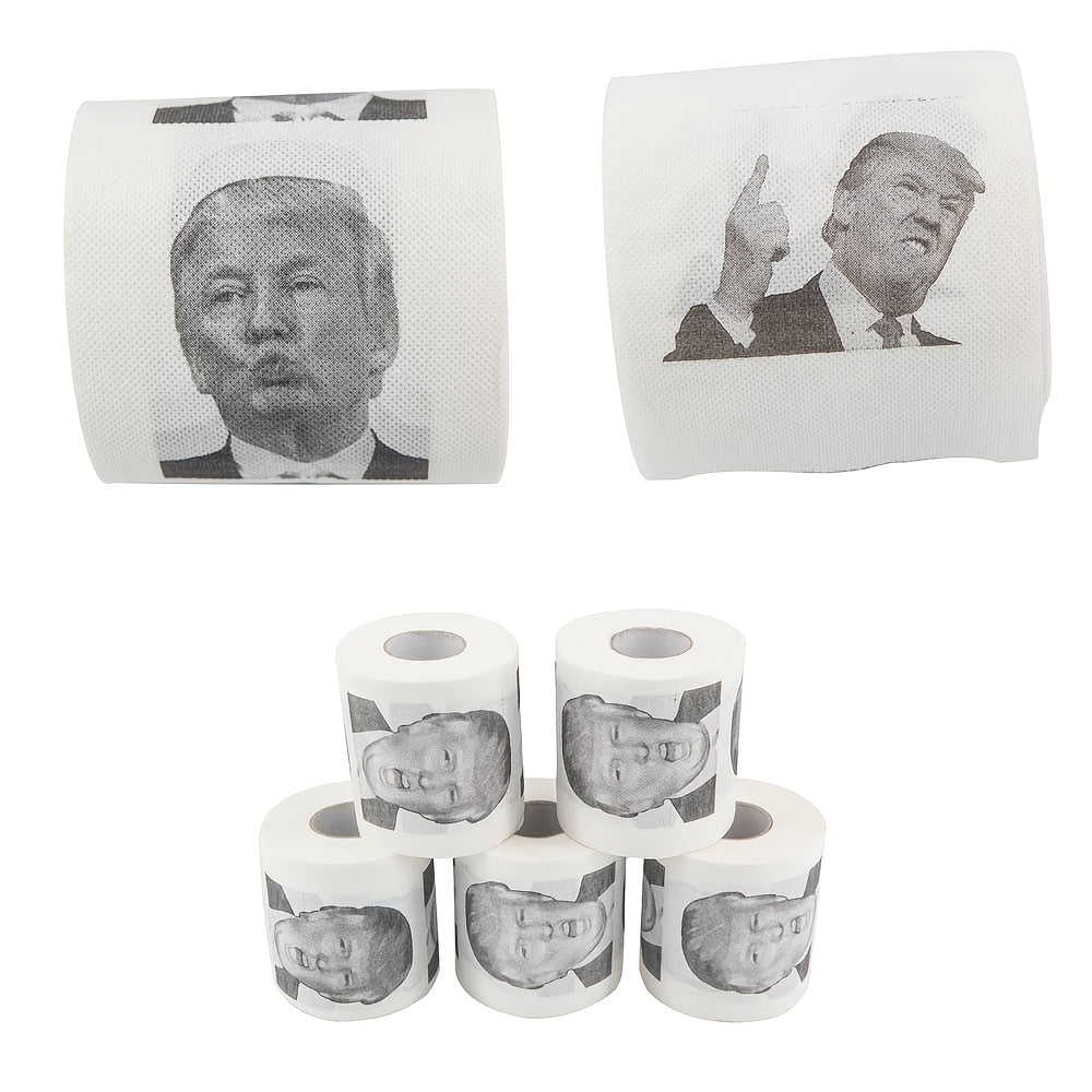 Get a laugh with the Donald Trump Toilet Paper! Perfect for any political prank, this 2-ply roll features 220 sheets of hilarious bathroom tissue. Makes a great White Elephant gift, Christmas stocking stuffer, or birthday present.