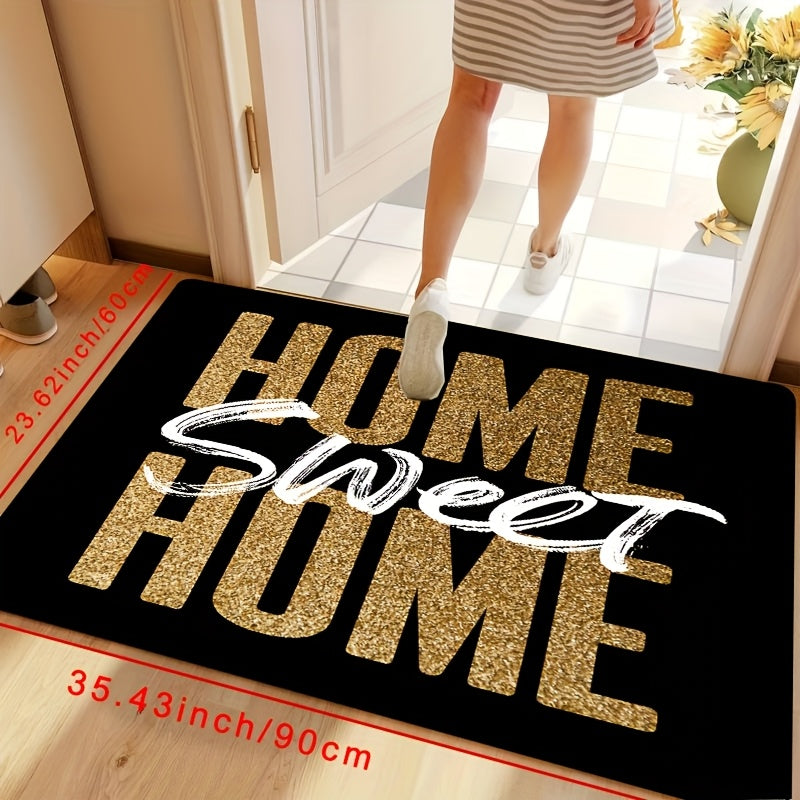 Welcome guests to your home in style with the Home Sweet Home Doormat. This non-slip, machine washable rug is lightweight and features a low pile, making it perfect for entryways, kitchens, living rooms, bathrooms, and bedrooms. Made of durable