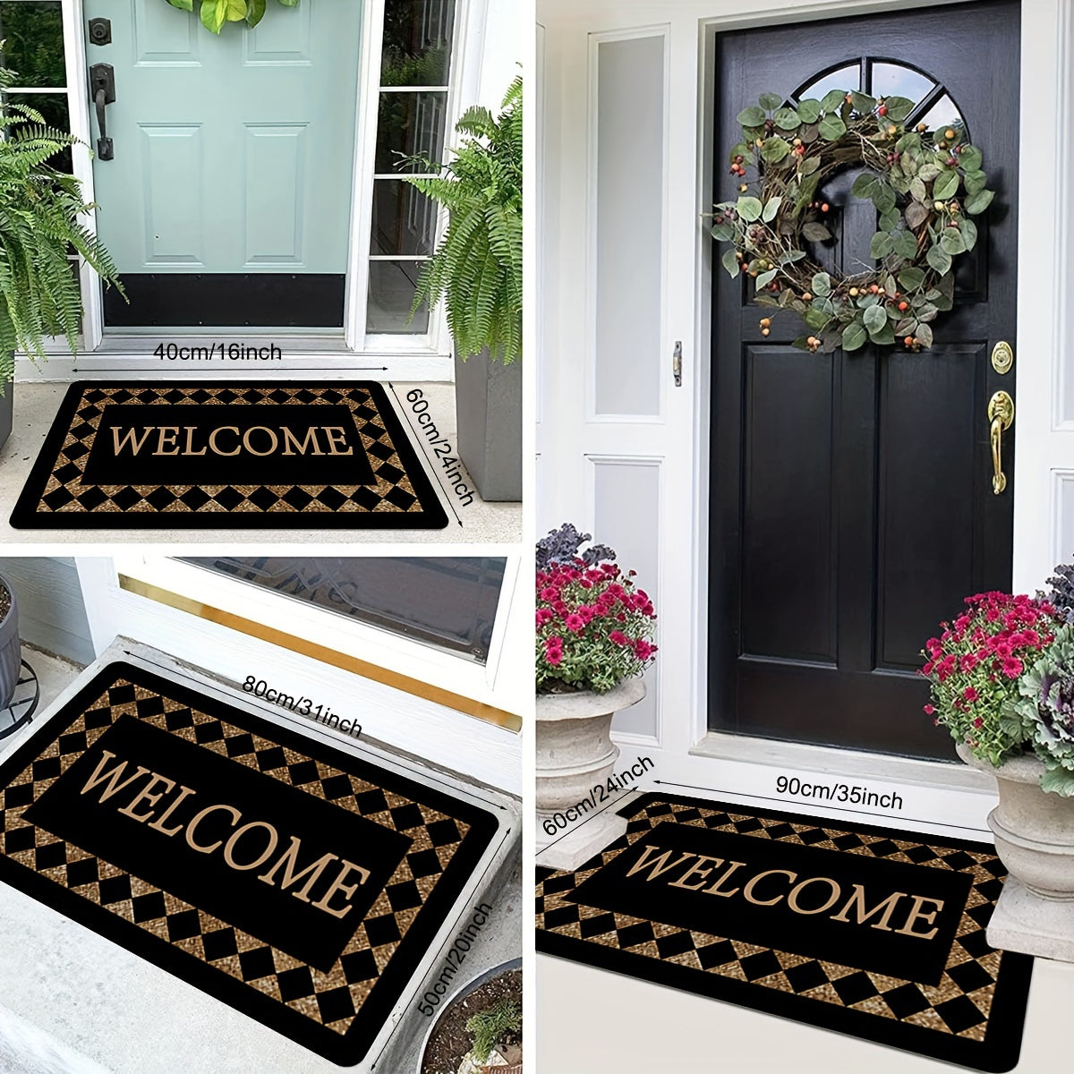 Creative Plaid Print Doormat featuring a Chic Monogram Pattern. This Non-Slip, Stain-Resistant Foyer Pad is perfect for high-traffic areas such as the Laundry Room, Bathroom, Entryway, or any room in the home. Makes a great homecoming gift or spring