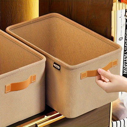 Large canvas storage bins with handles for organizing clothes, toys, and more in your home, kitchen, or closet.