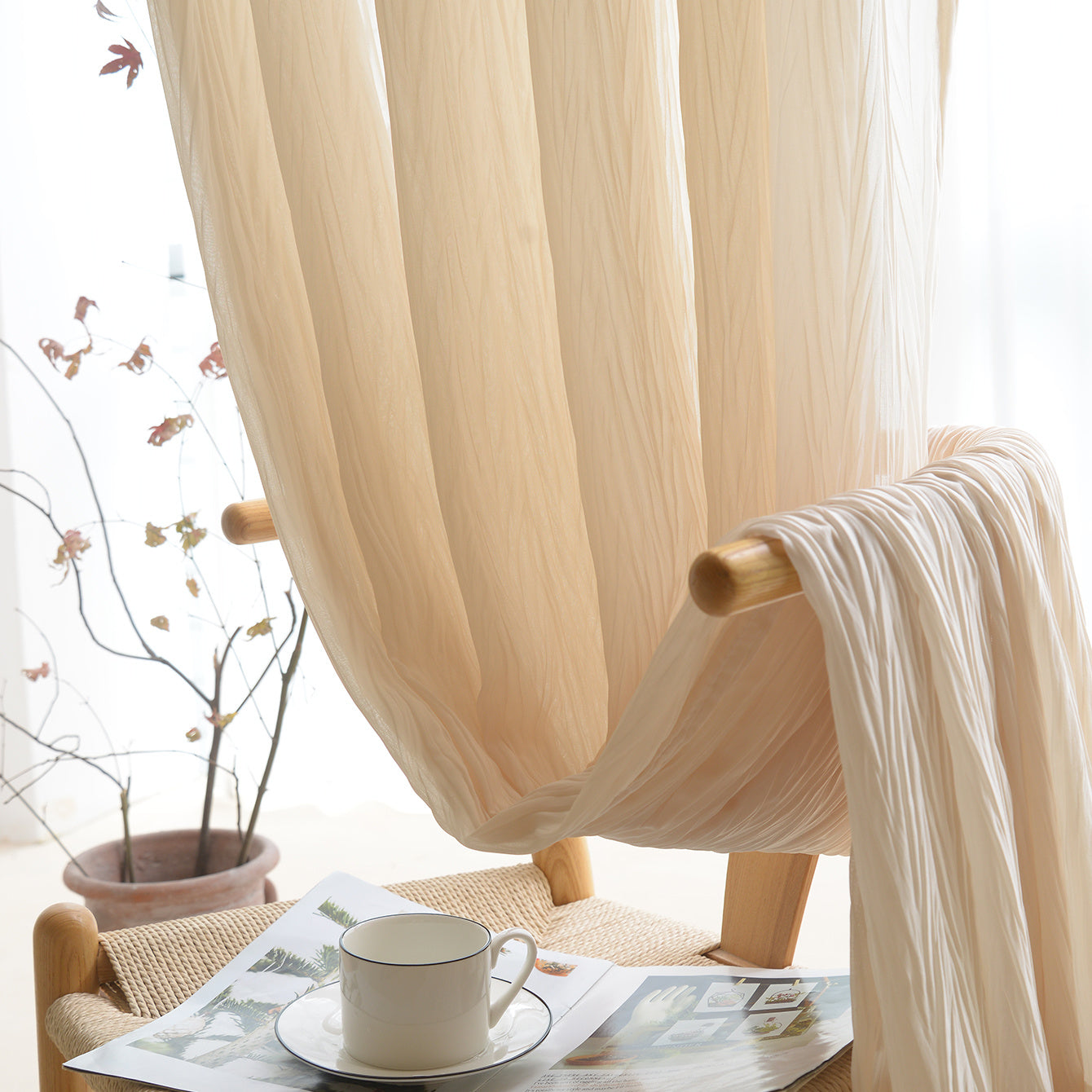 One piece of luxurious velvet window sheer curtain perfect for any room in your home - living room, bedroom, kitchen, bathroom. Elevate your home decor with this elegant touch.