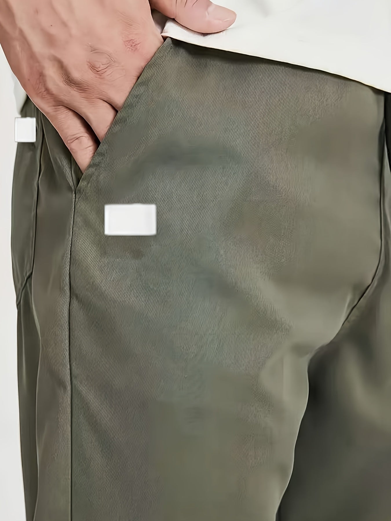 Men's Beige Cargo Pants with Multiple Pockets - Machine washable, comfortable loose fit, ideal for outdoor activities, made of durable polyester fabric.