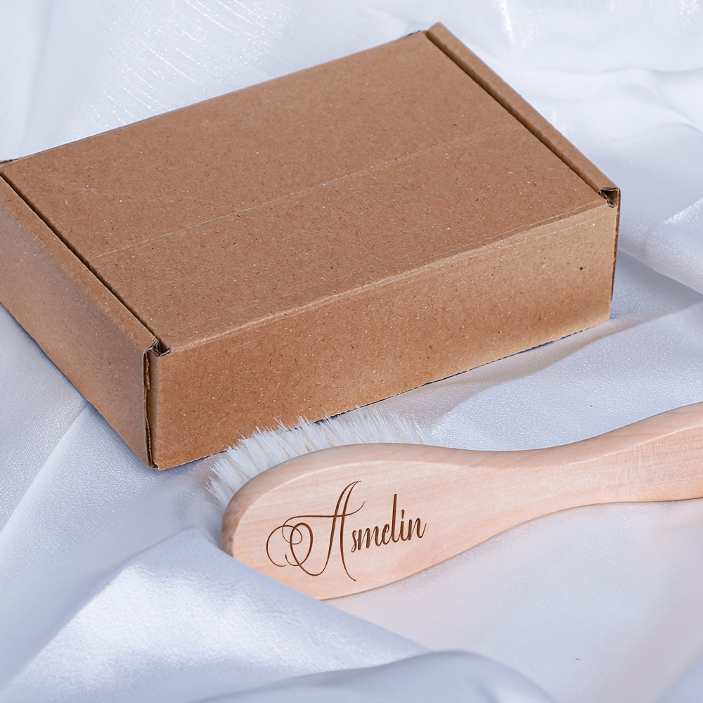 Unique Wool Brush Set with Custom Engraving - Ideal for Kids, Special Occasions & Celebrations - Personalized Wooden Hairbrush in Beautiful Gift Box