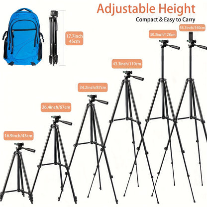 ZOMEi Aluminum Tripod with adjustable height and phone holder for professional lighting support, portable and durable for video conferencing, streaming, and photography.