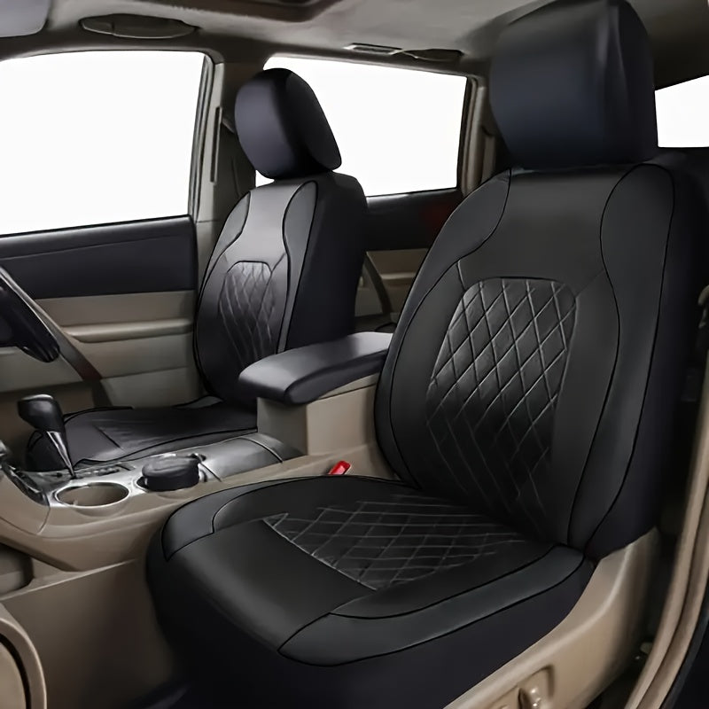 Luxury 5-seater car seat covers with diamond stitching, sponge padding, airbag compatibility, and easy installation for SUVs, cars, and trucks.