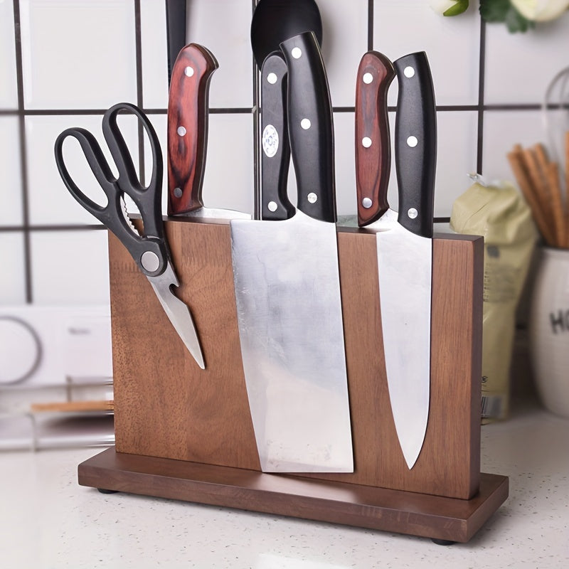 Premium solid rubber wood magnetic knife strip - perfect for organizing kitchen and workshop tools.