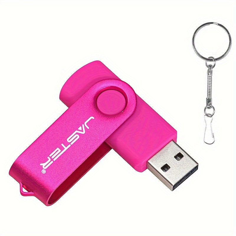 JASTER 128GB High-Speed USB 2.0 Flash Drive with Rotatable Metal Memory Stick, Keychain, and Bright Colors - Perfect for Business Gifting