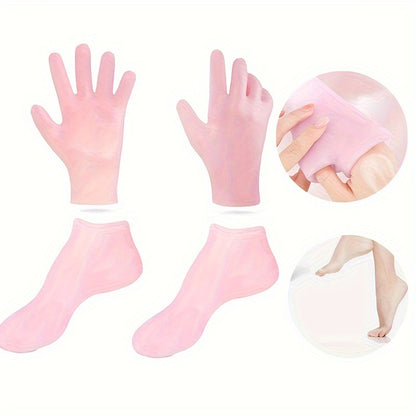 Silicone gloves and socks for soft, fragrance-free hand and foot care.