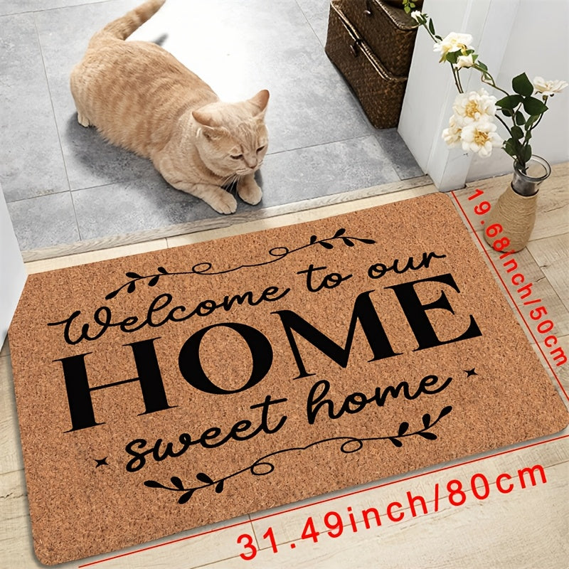 Introducing Our Sweet Home Doormat: Lightweight Polyester Rug with Non-Slip Backing, Easy to Wash, Ideal for Any Room in Your Home like Entrance, Living Room, Bedroom, Bathroom, Hallway, Kitchen, or Front Door Decoration