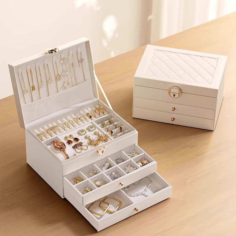 Large capacity jewelry organizer box for all accessories with multiple compartments - luxurious display case for jewelry making.