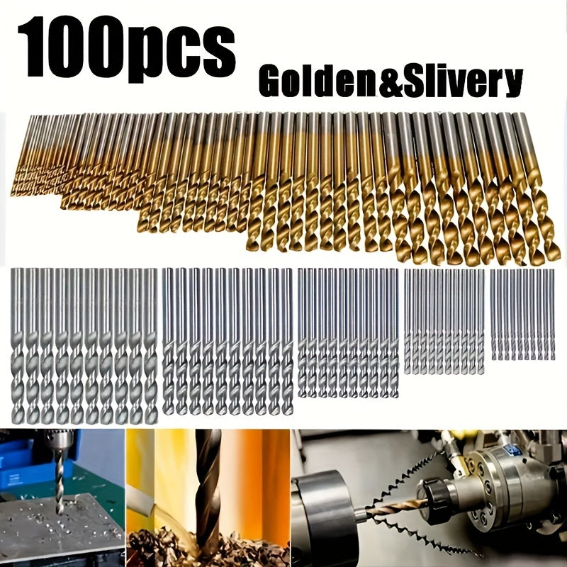 Durable titanium-coated drill bit set for DIY and professional use.