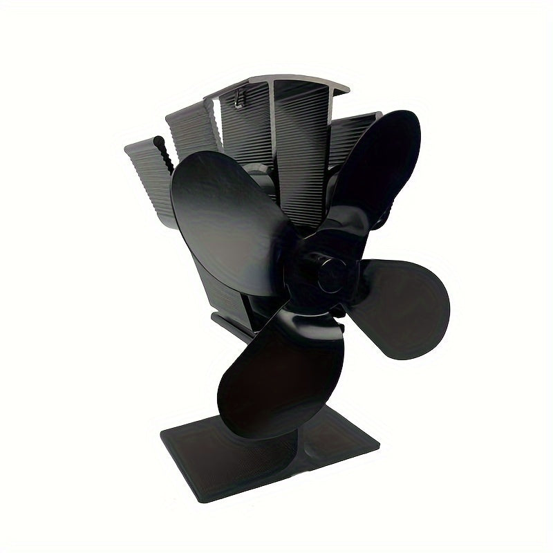 Aluminum Stove Fan with 4 Blades - Perfect for Wood, Pellet, and Log Burners! This portable fan helps distribute heat and purify air, making it great for both indoor and outdoor use in your home.