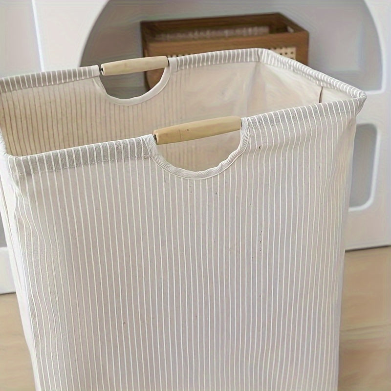 Large Dual-Handle Laundry Basket with Waterproof Fabric and Striped Interior - Perfect for Bedroom, Bathroom, Dorm | Great for storing Clothes, Toys, and More in the Laundry Room | Laundry Basket Accessories