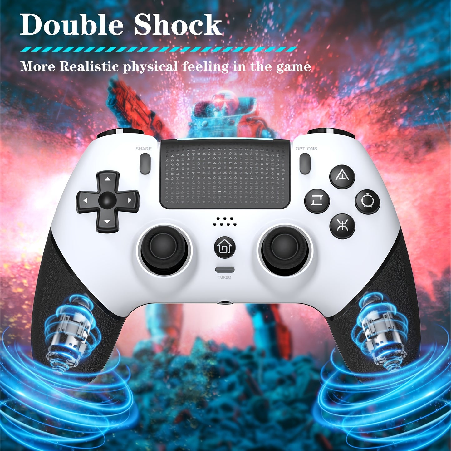 DOBE FOMIS Wireless Controller for PS4/PS4 Pro/PS4 Slim - No Drift, Hall Effect Joysticks, 3.5mm Speaker Jack, 6-Axis Motion Sensor, Turbo Function