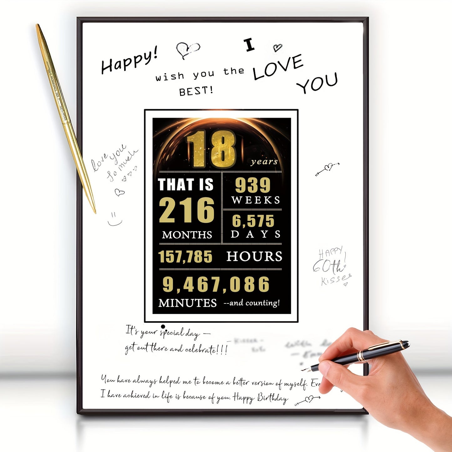 Funny 18th Birthday Decorations: Unframed Signature Board Guest Book, Prank Gifts, Signed Poster for Men or Women. Great for Anniversaries and Party Decor.