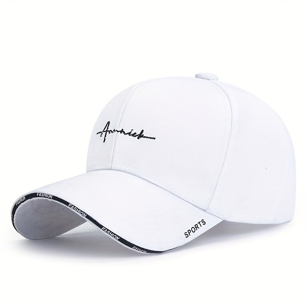 Letter embroidery baseball cap for men and women, adjustable dad hat, solid color, lightweight and hip-hop style.