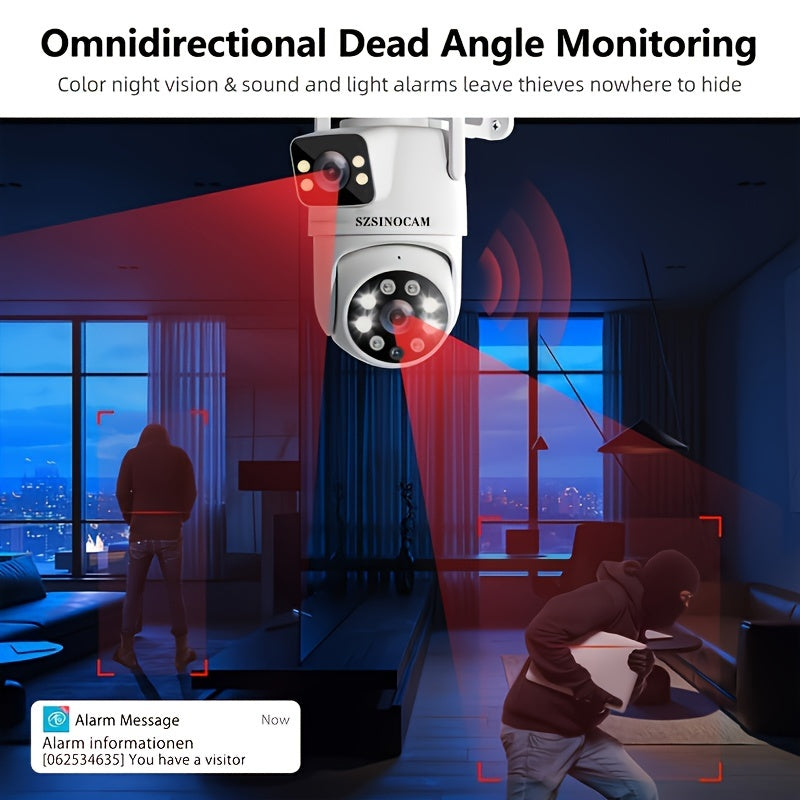 MYSJ Dual Lens WiFi Security Camera featuring AI Human Tracking, Color Night Vision, Two-Way Audio, Motion Alerts, Pan/Tilt Rotation, Video Surveillance, CCTV Monitor, and Onvif Function.