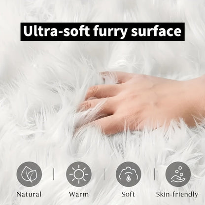 Plush Faux Fur Chair Cushion - Cozy, Non-Slip Mat for Winter Warmth - Perfect for Bedroom, Hallway, Office - Machine Washable, Made of Polyester & Acrylic Blend Faux Fur Material