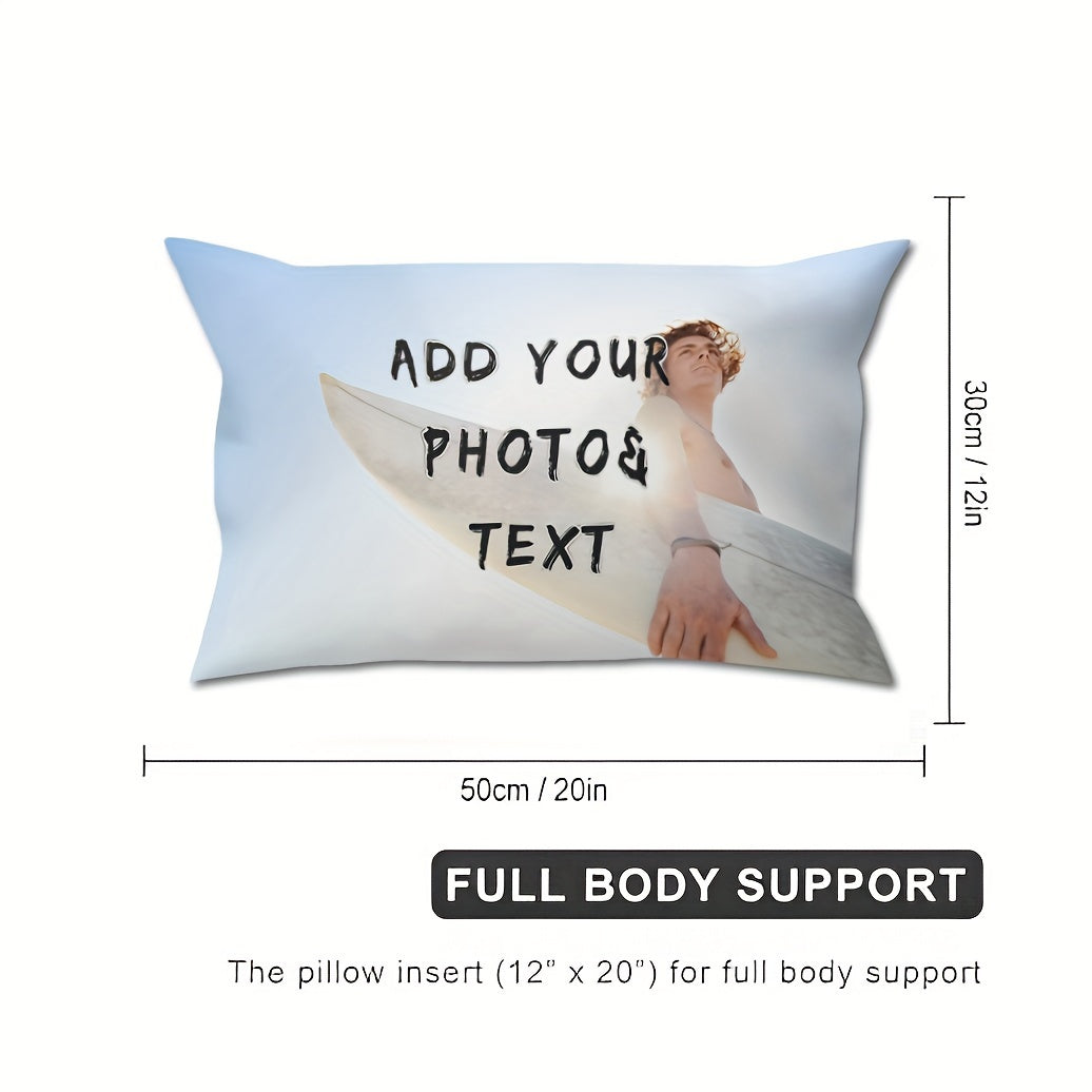 Personalized DIY Plush Polyester Pillowcase - 30.48x50.8 cm - Custom Throw Cushion Cover for Home Decor, Wedding, Birthday, Pet Memorial - Double-Sided Printing, Elegant Zipper Closure - Suitable for Teens and Adults.