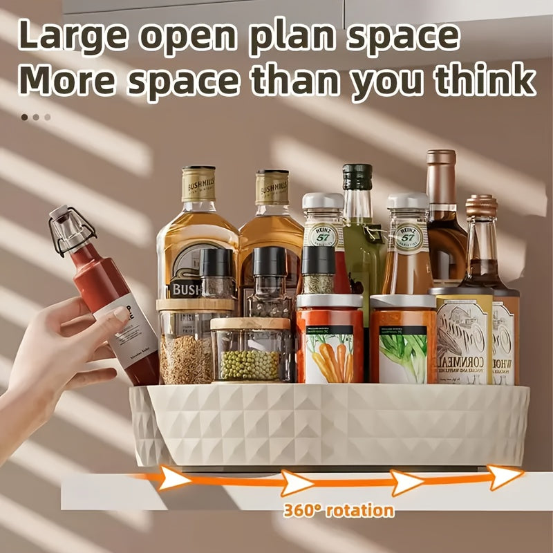 Spinning Spice Rack Organizer with 360 Degree Rotation, Maximized Kitchen Storage, Spacious Plastic Tray, Easy Access Open-Storage System, Ready to Use, Eco-Friendly Design, Perfect for Home Organization.