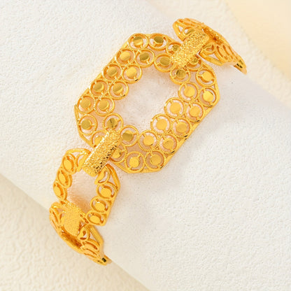 Stylish Women's Bracelet with Adjustable Copper Gold-Plated Hollow Wide Links - Ideal for Weddings, Parties, and Any Season Fashion