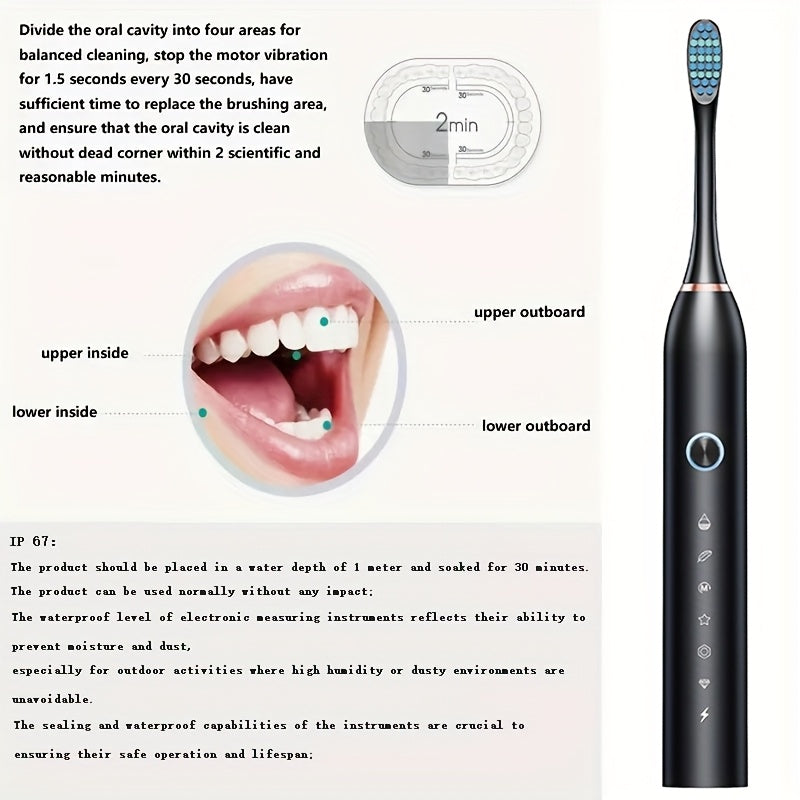 USB rechargeable electric toothbrush for adults with deep clean and soft bristles, suitable for couples, features automatic cleaning and operates at ≤36V.