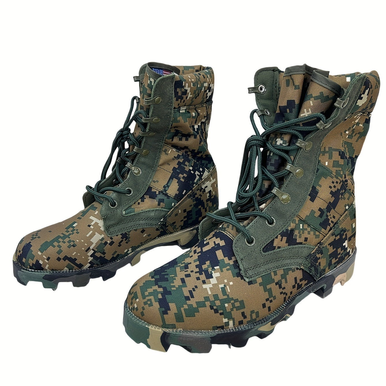 Men's Mid-Calf Hiking Boots with Anti-Slip Camouflage Design.