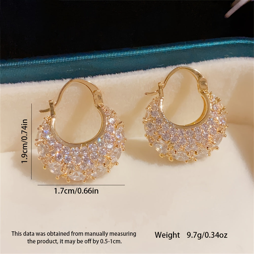 Stylish 14K Gold Plated Copper Hoop Earrings with Sparkling zirconia - Perfect for Daily and Special Occasions, Great Valentine's Day Gift for Women.