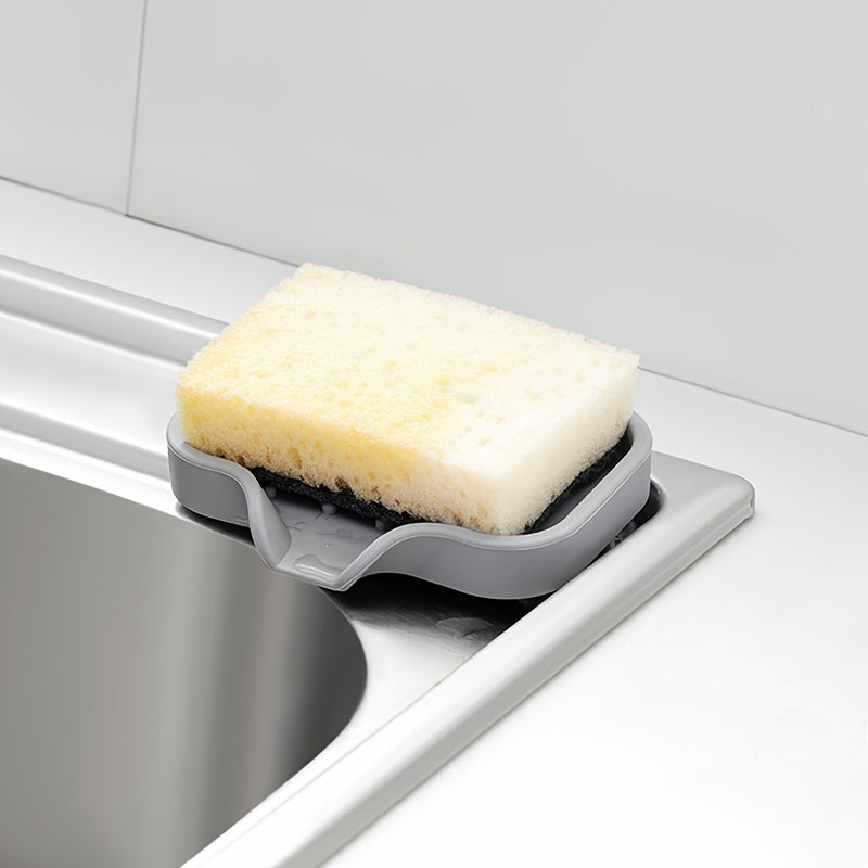 Durable Plastic Kitchen Sink Drain Mat with Soap Holder and Non-Slip Countertop Pad - Features Water Drainage Design and Easy to Use without Electricity