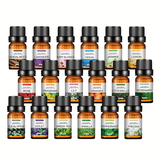 3/6pcs of Essential Oil Pack with 12 types (Rose/Ocean/Cherry Blossom/Lavender/Lily/Sandalwood/Sweet Orange/Osmanthus Green Tea/Mint) for diffuser, humidifier, massage, candle, and hair