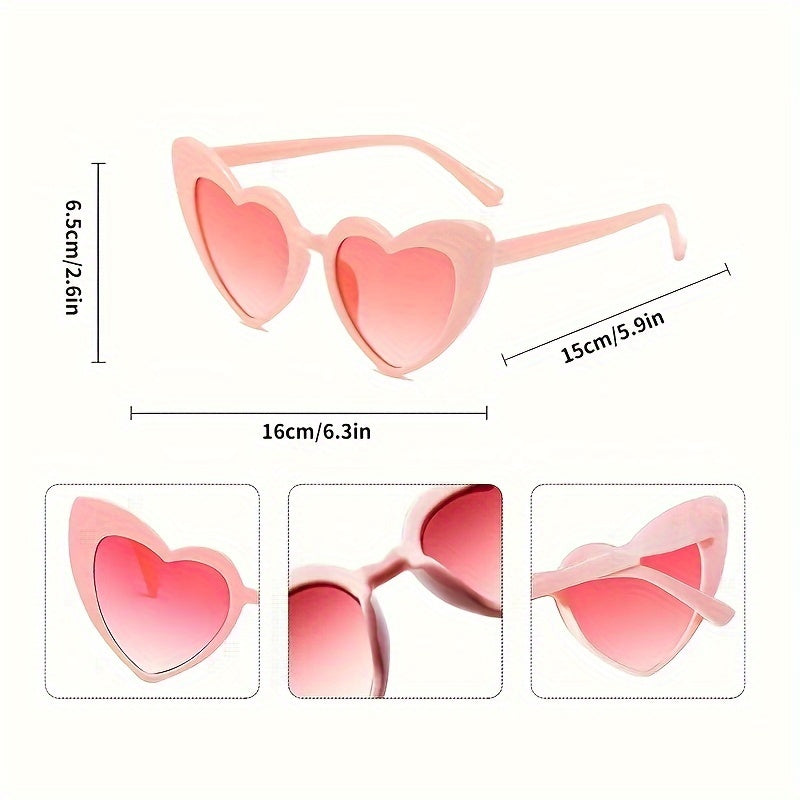 10 Party Love Glasses with Fashionable Peach Heart Design, Black Sports Lens and Pink Frame - Perfect for Parties