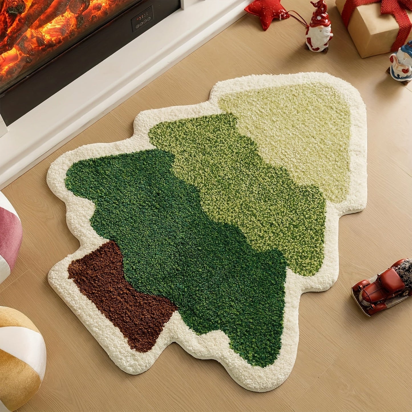 Adorable Christmas Tree Bathroom Mat - Non-Slip, Easy to Clean Rug for Bathrooms, Living Rooms, and Entryways