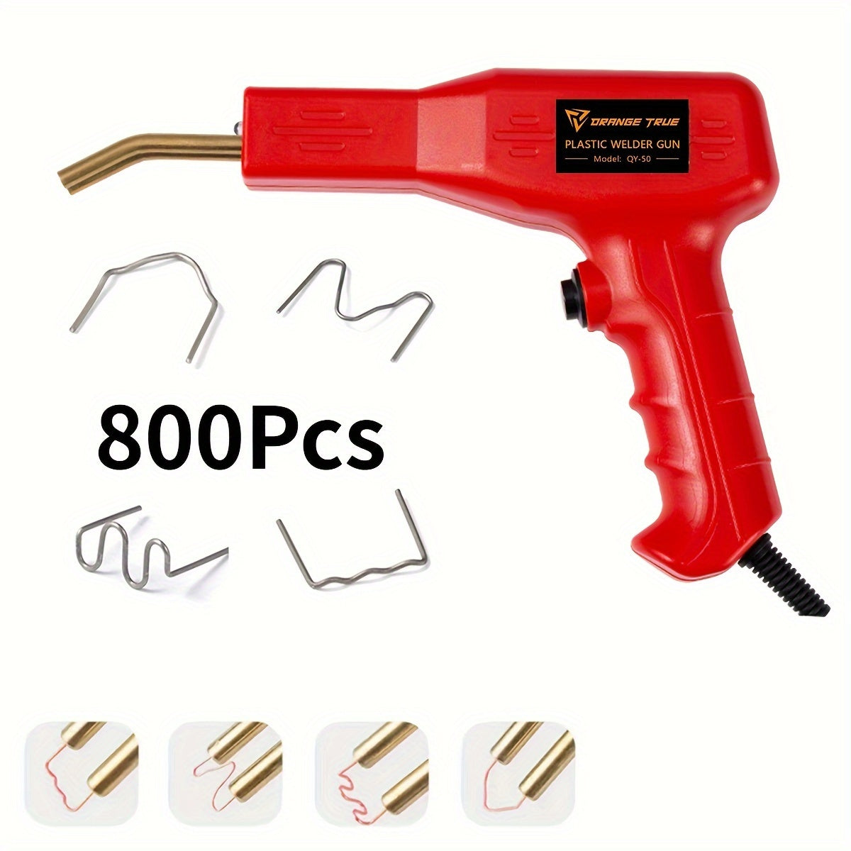 50W High Power Plastic Welding Gun with One-Click Heating, ideal for car bumper repair. Comes with Hot Stapler Welding Machine and EU Standard Plug, operates at 220-240V.