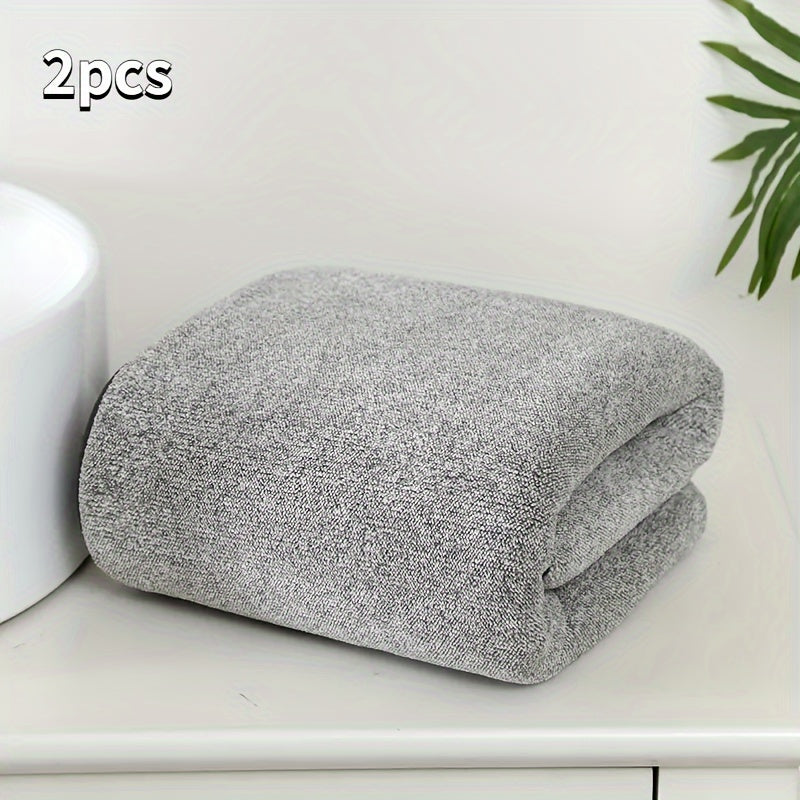 Set of 2 highly absorbent bath towels made of breathable super fine fiber. Soft and comfortable for use in fitness, bathroom, shower, sports, and yoga.