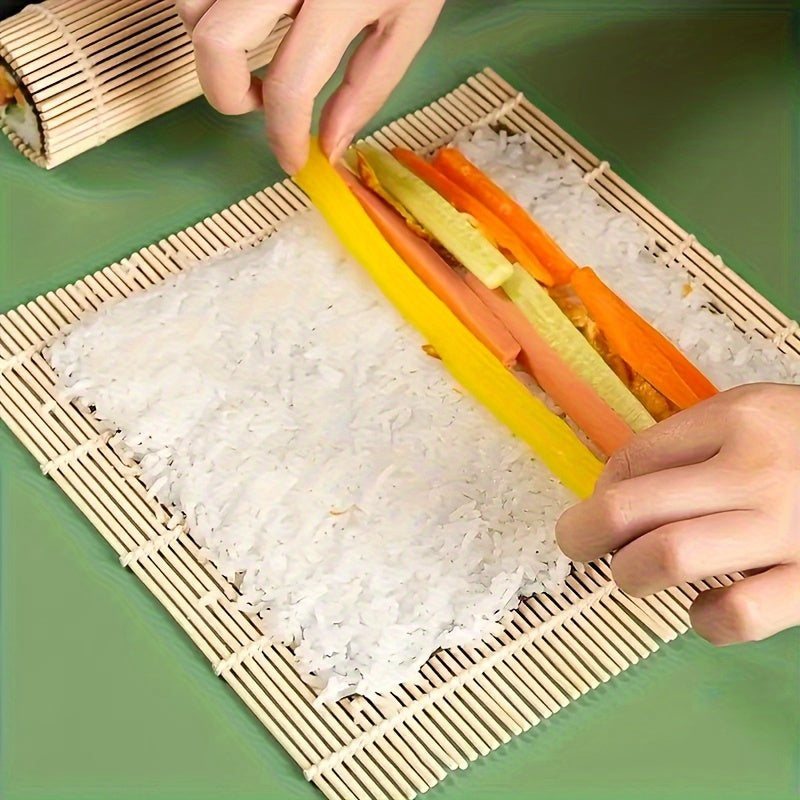 Bamboo Sushi Making Kit: includes rolling mat and rice paddle, safe for food, perfect for home sushi preparation.