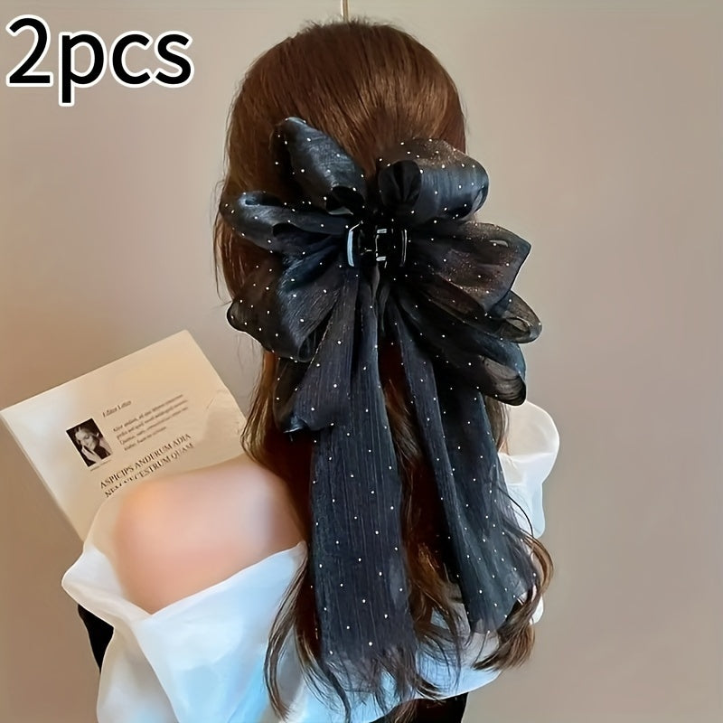 Set of 2 elegant princess bow hair clips, perfect for special occasions. Ideal gift for women and girls 14+