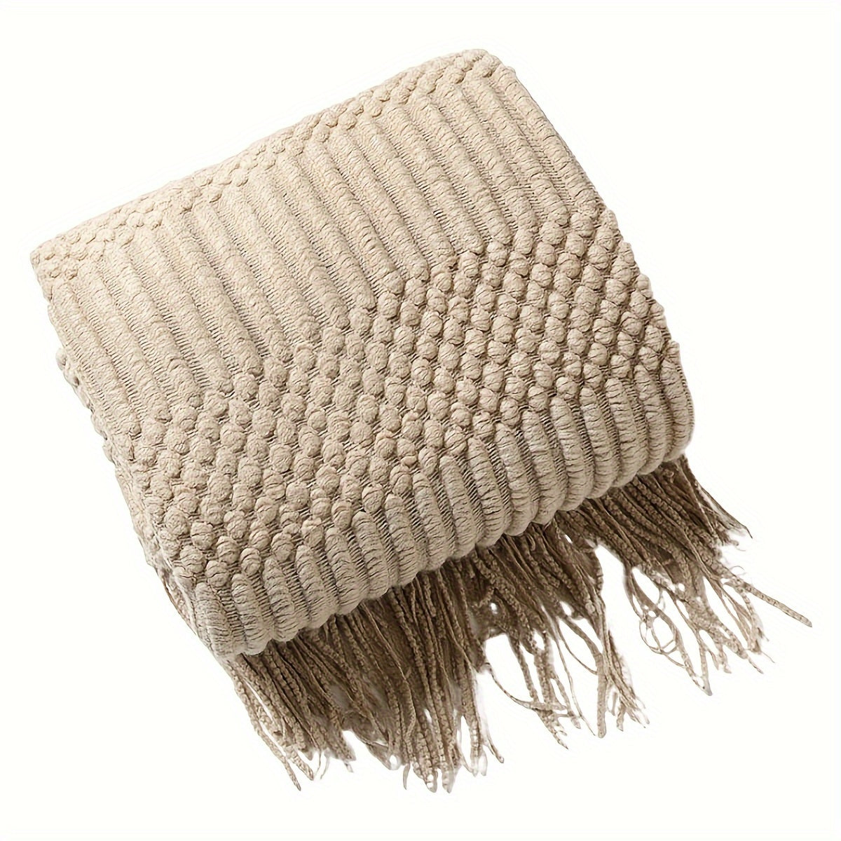 Stay cozy with our Soft Textured Throw Blanket - Stain-Resistant and Versatile for Couch, Bed, Office, and Travel - Easy to Clean and Machine Washable - Green Tan, available in two sizes: 127cm x 152.4cm / 152.4cm x 80"