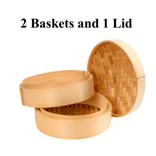 A single piece bamboo steamer measuring 20cm in width, ideal for steaming dumplings, bread, fish and meat.